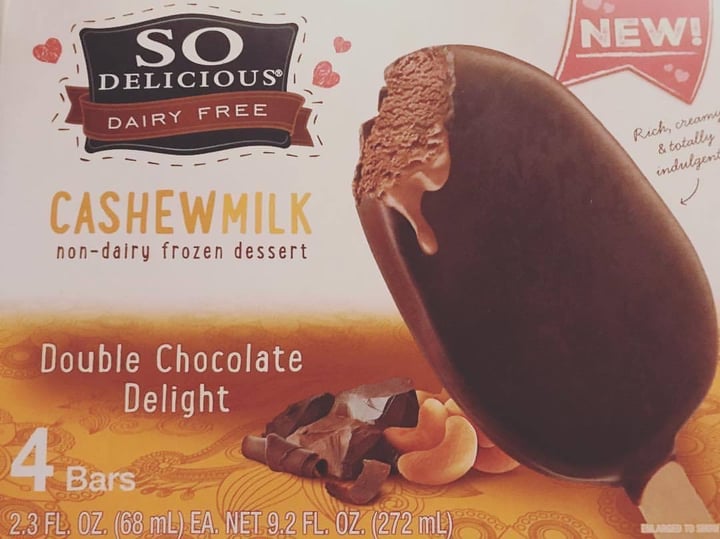 photo of So Delicious Dairy Free Dipped Double Chocolate Delight Cashewmilk Ice Cream Bar shared by @courtthetort on  23 Jan 2020 - review