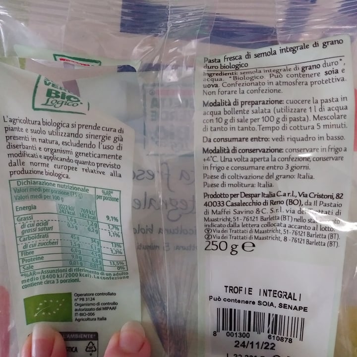 photo of Despar Scelta Verde BioLogico Pasta fresca integrale shared by @perlalily on  02 Dec 2022 - review