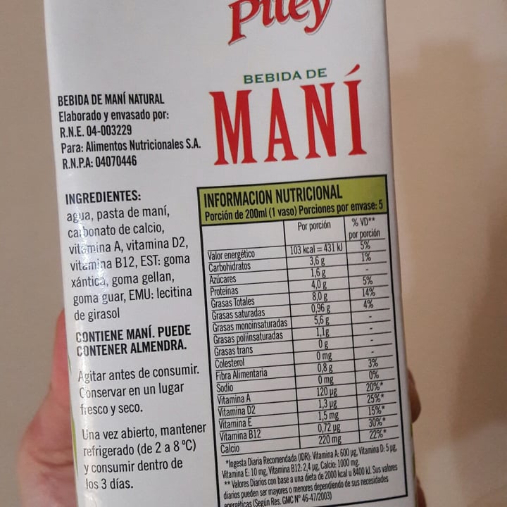 photo of Pitey Bebida De Maní Natural shared by @florluz1 on  23 Feb 2022 - review