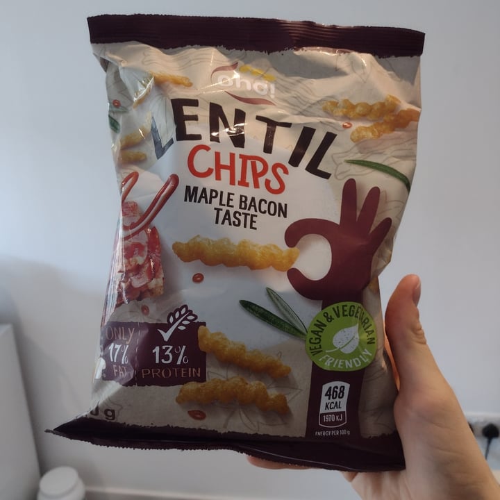 photo of Oho! Lentil Chips Maple Bacon Taste  shared by @thedappervegan on  17 Aug 2021 - review