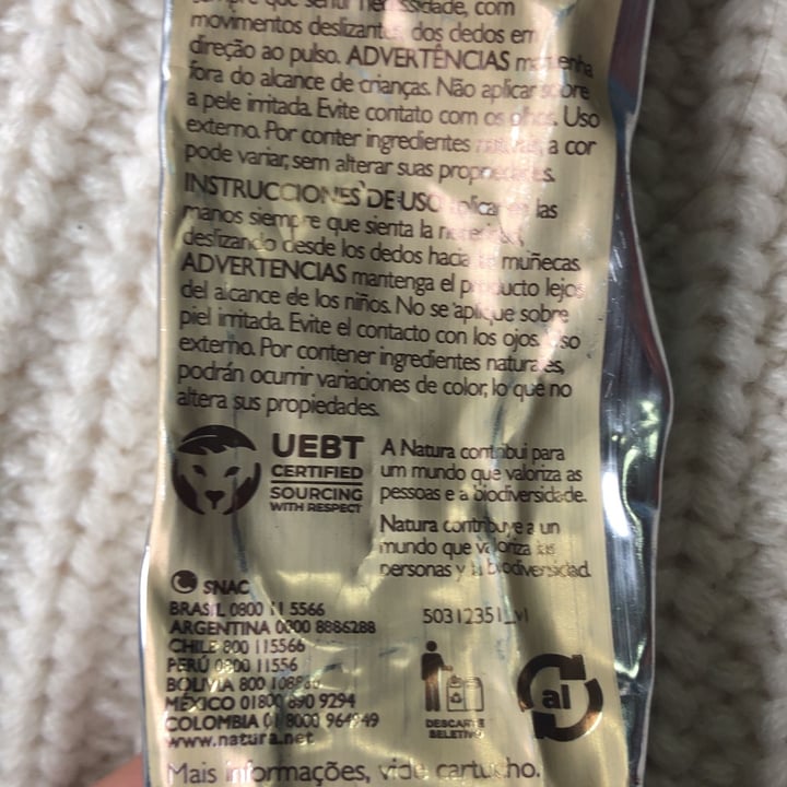 review photo of Natura Pulpa para Manos Hidratante de Castaña - Ekos shared by @antocajigal on 25 Jul 2022 - review