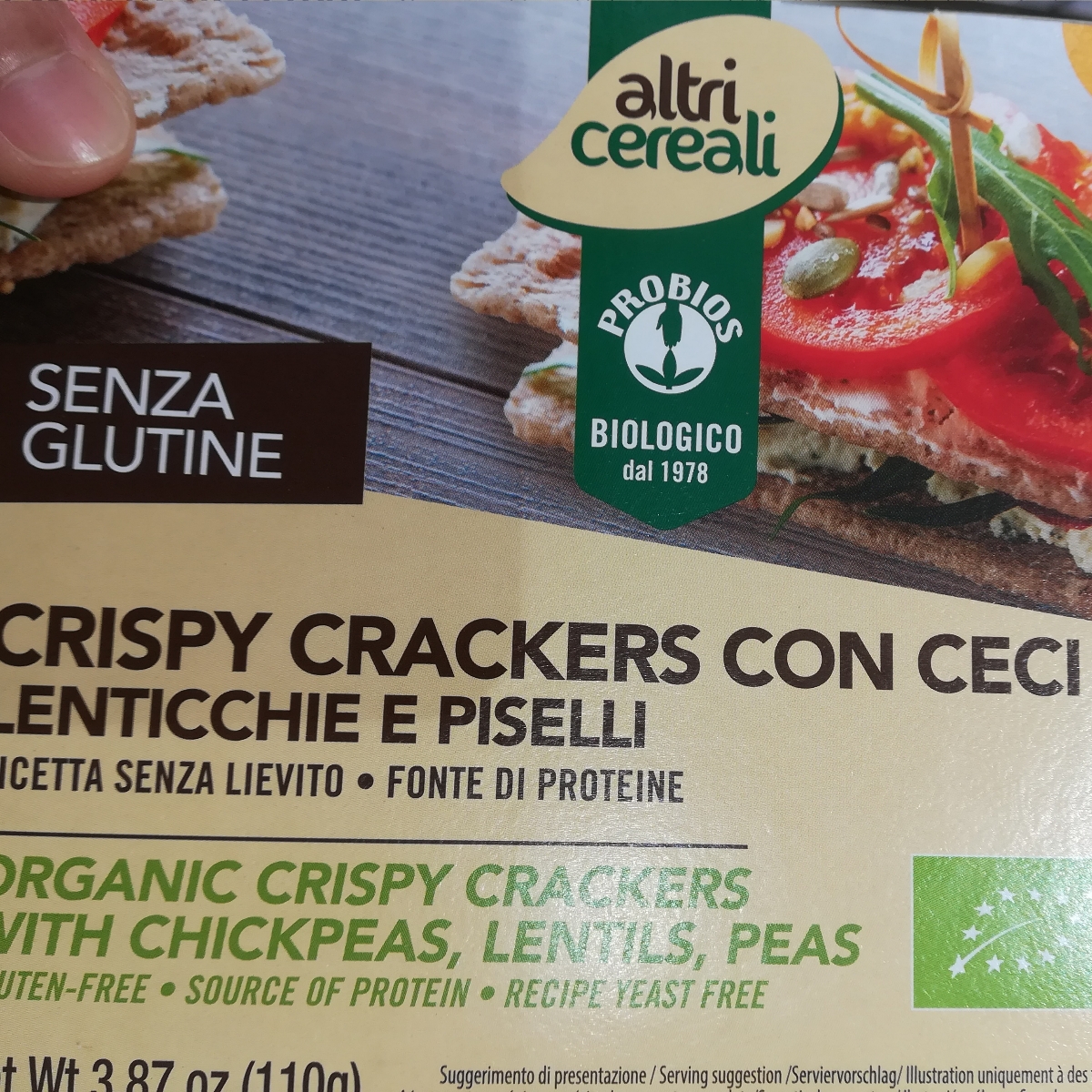 Crispy Crackers Con Ceci Lenticchie E Piselli From Probios Vegan 