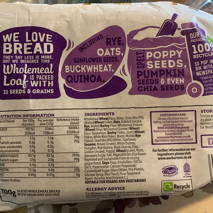 review photo of Warburtons Big 21 Seeds and Grains shared by @avocado-uk on 24 Jun 2022 - review