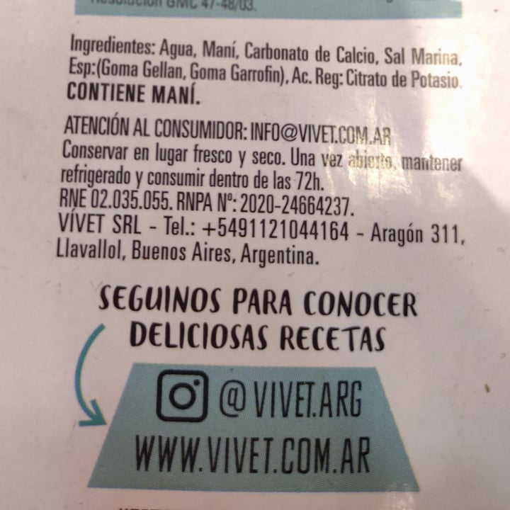 photo of Vívet Leche de Cacahuate sabor Original Sin Azúcar shared by @peaceandlove on  04 Jan 2022 - review