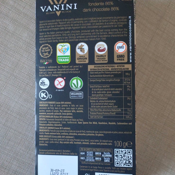 photo of Vanini Cioccolato Fondente 86% shared by @luigi96 on  15 Jan 2022 - review