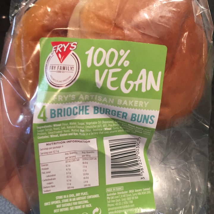 photo of Fry's Family Food Fry's Artisan Bakery Brioche Burguer Buns shared by @kindr-planet on  13 Jun 2021 - review