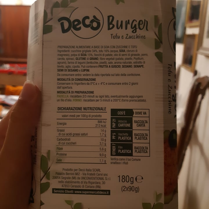 photo of Bio Decò burger tofu e zucchine shared by @nadiagiallo on  29 Oct 2022 - review