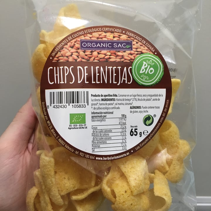 photo of Organic sac Chips de lentejas shared by @javicobos on  02 Mar 2022 - review