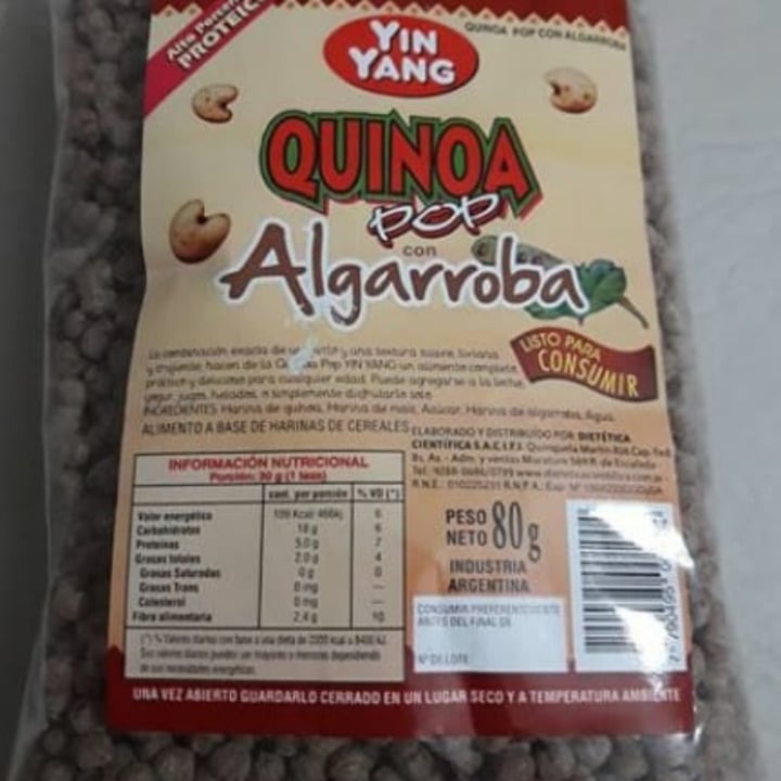 photo of Yin Yang Quinoa Pop con Algarroba shared by @cam1veg on  01 Sep 2020 - review