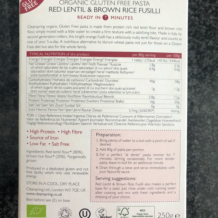 photo of Clearspring Organic Red lentil and brown rice pasta shared by @ebbu on  06 Apr 2022 - review