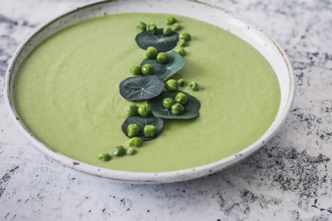 Make this pea and coconut soup to start your meal