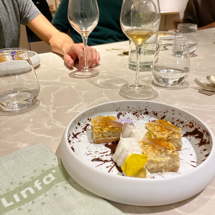 photo of Linfa Milano - Eat Different Pastiera di riso cotto all’ arancia con ricotta di mandorle e salsa al cioccolato shared by @gloriam on  17 Nov 2021 - review