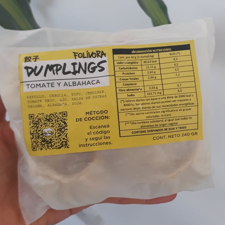 photo of Folivora Dumplings de tomate y albahaca shared by @reberimini on  11 Jun 2021 - review
