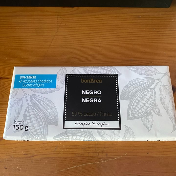 review photo of BonÀrea Chocolate negro 59% sin azúcar shared by @pilitejedor on 24 Jun 2022 - review