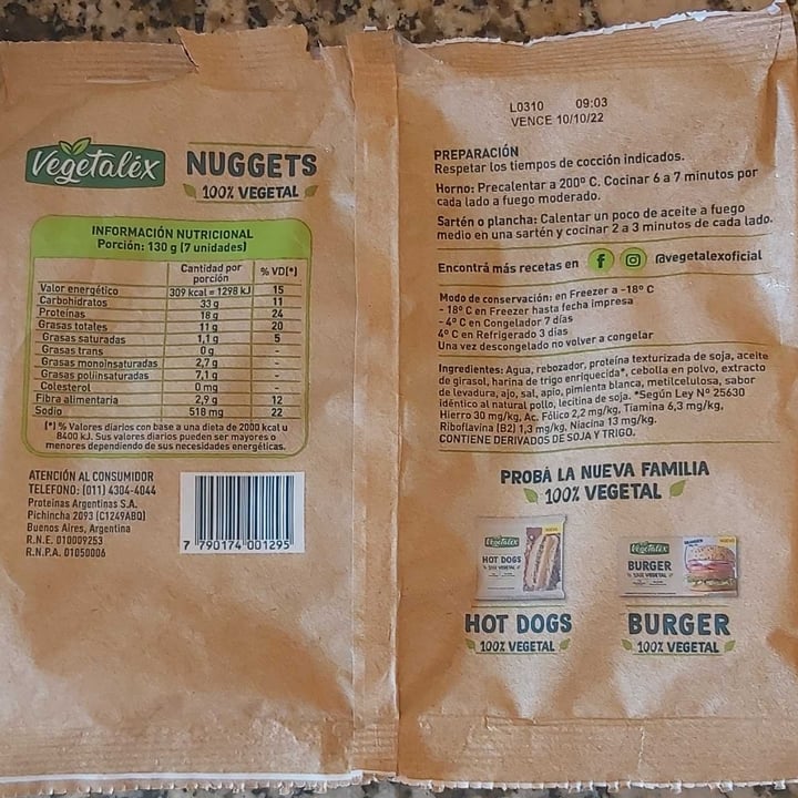 photo of Vegetalex Nuggets 100% vegetal shared by @hhcamino on  10 Jun 2022 - review