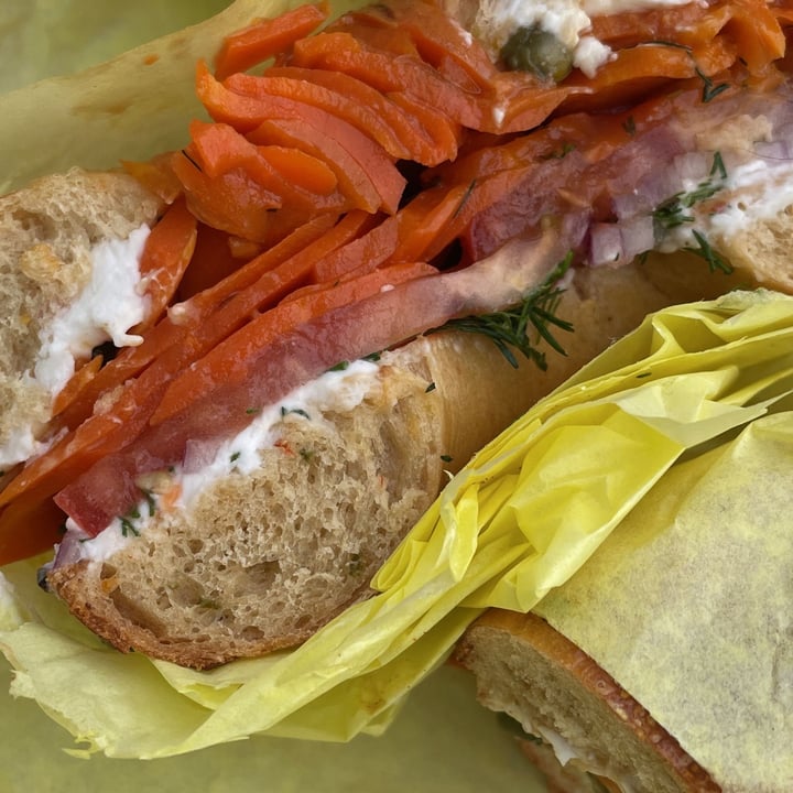 photo of Ben & Esther's Bagels and Deli Vegan Lox Bagel shared by @herbivoracious on  03 Apr 2022 - review