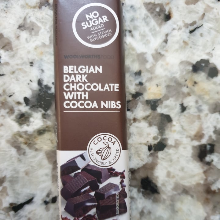 photo of Woolworths Food Belgian Dark Chocolate with Cocoa Nibs shared by @tilana85 on  08 Nov 2020 - review