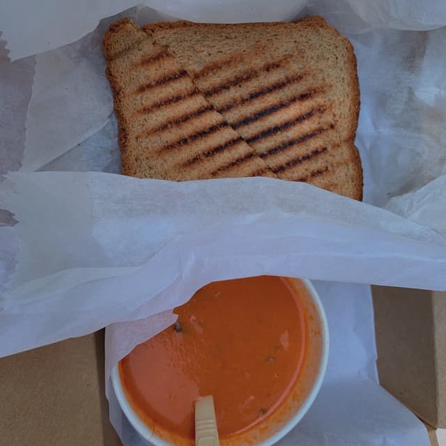 Photo of the dish “Vegan cheese sandwich and tomatoe soup”