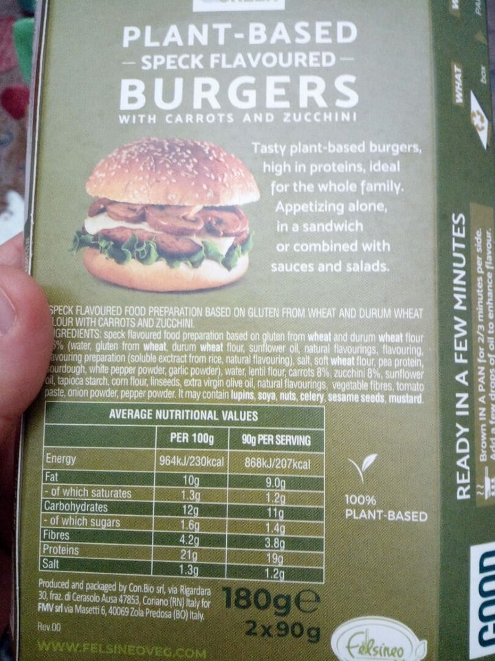 photo of Good & Green Plant-based speck flavoured burgers shared by @itsmichelakalos on  16 Mar 2020 - review