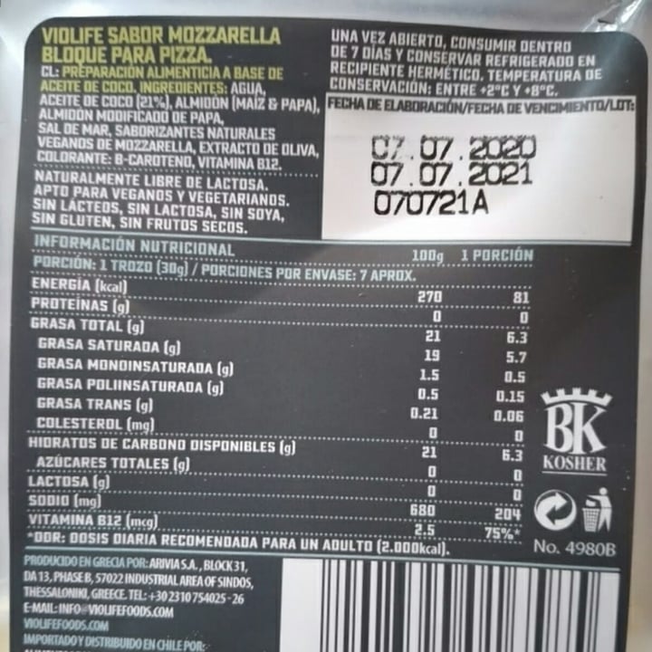 review photo of Violife Mozzarella Flavor Block shared by @polavargas on 08 Dec 2020 - review