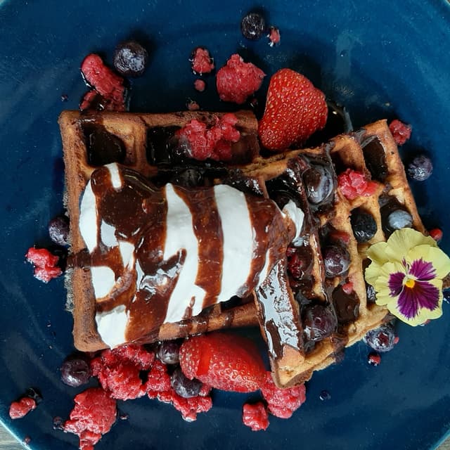 Foto del plato “Vanilla power waffles”
