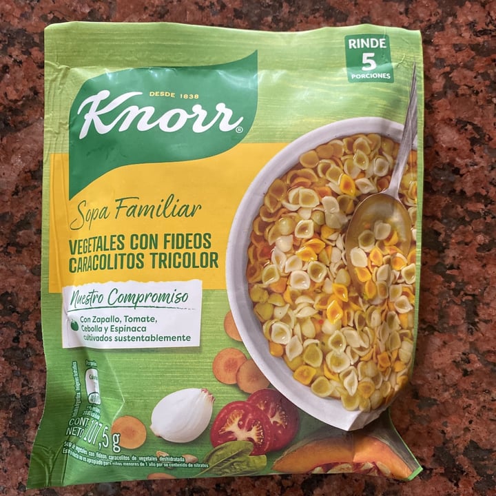 review photo of Knorr Sopa Familiar de Vegetales con Fideos Caracolitos Tricolor shared by @pitylaoveja on 16 Feb 2021 - review