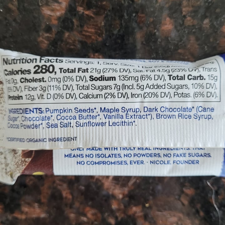 photo of 88 Acres Chocolate Brownie Pumpkin Seed Bar shared by @yourfriendjen on  24 Oct 2022 - review