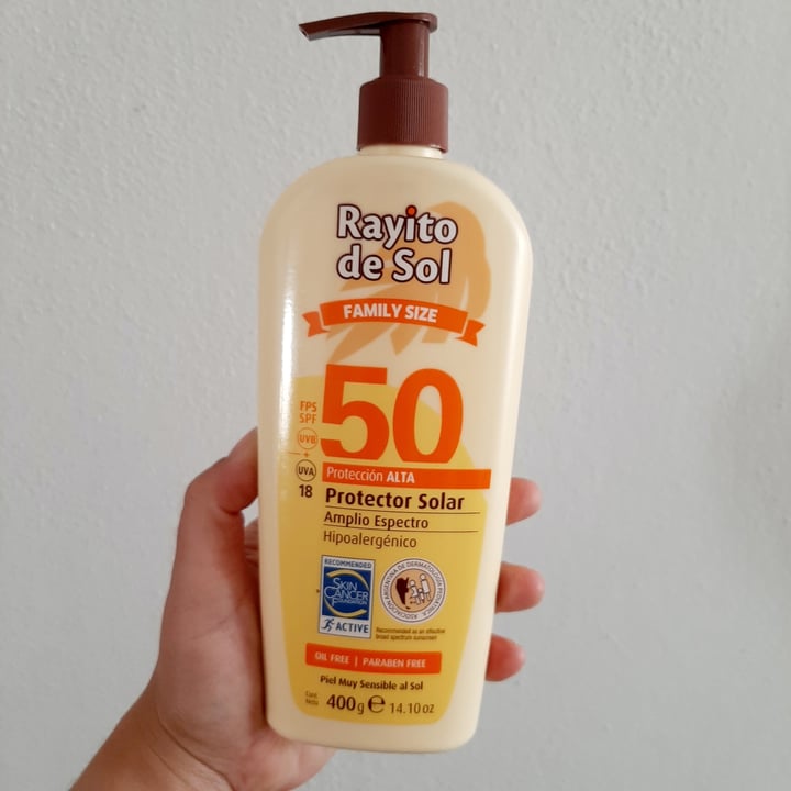 photo of Rayito de Sol Protector Solar Factor 50 UVA 18 shared by @melibustos on  10 Oct 2022 - review
