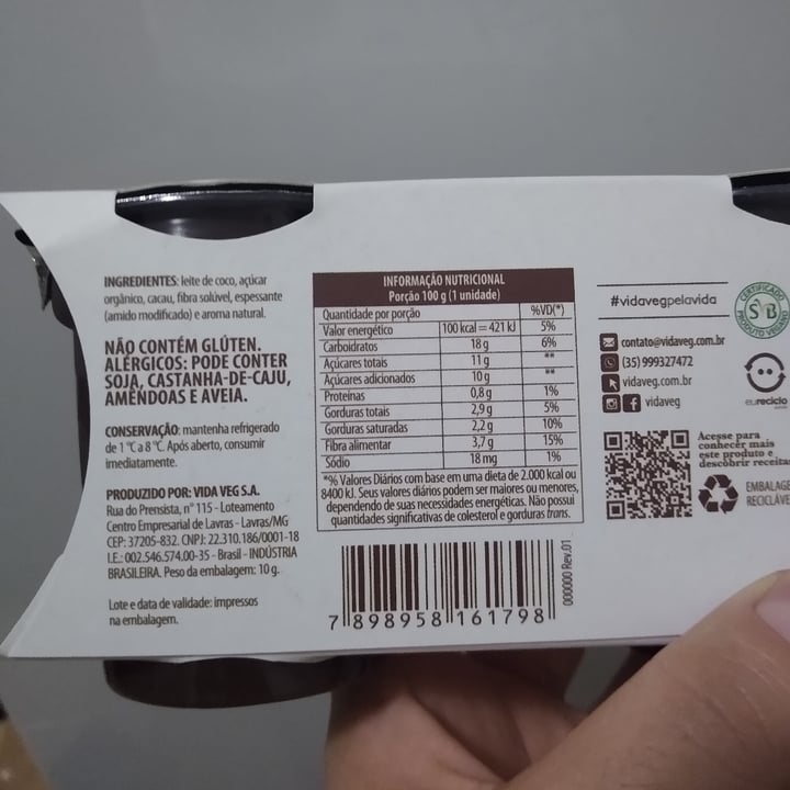 review photo of Vida Veg Mousse de Chocolate shared by @julianapaixao on 30 Sep 2022 - review