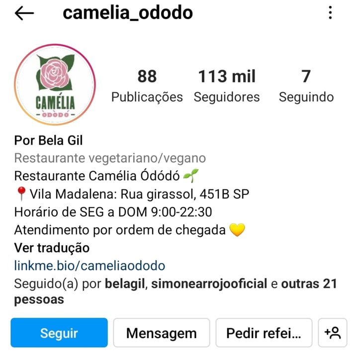 photo of Camelia Ododo Restaurante - Cafe & Bar Organico Moqueca shared by @lillianglory on  04 May 2022 - review