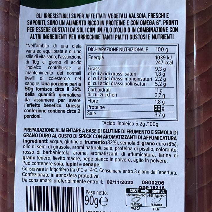 review photo of Valsoia Affettato gusto speck shared by @veganfairytale on 26 Aug 2022 - review