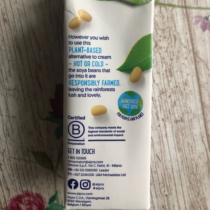 photo of Alpro Cooking/Cuisine Soya 14% Fat shared by @francescasaltori on  20 Jul 2022 - review