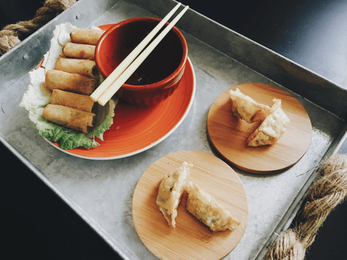 dumplings and springrolls