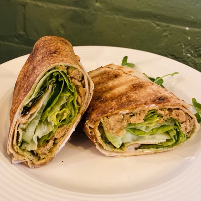 Photo of the dish “Pesto Mayo Chick’n Flatbread Wrap”
