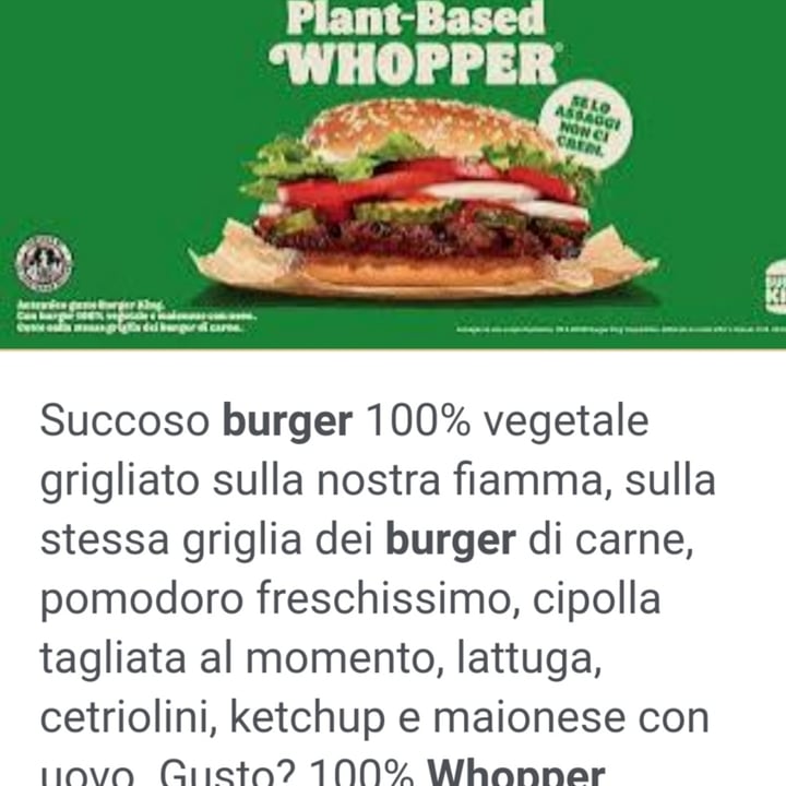 review photo of Burger King Plant-Based WHOPPER - senza Maionese shared by @veroveronica on 18 Aug 2022 - review