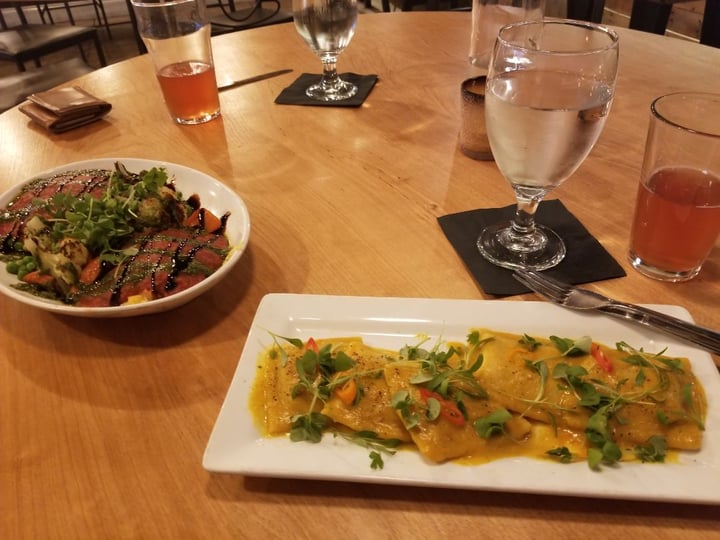 review photo of Tyler’s @ Night Sweet Potatoe Squash Ravioli shared by @theviolentvegan on 02 Apr 2020 - review