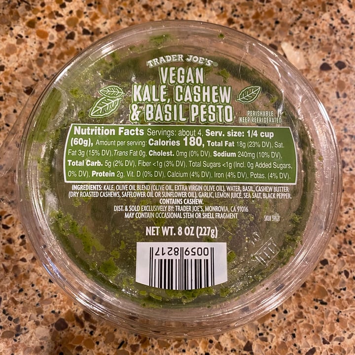 Trader Joe's Vegan Kale, Cashew & Basil Pesto Review abillion