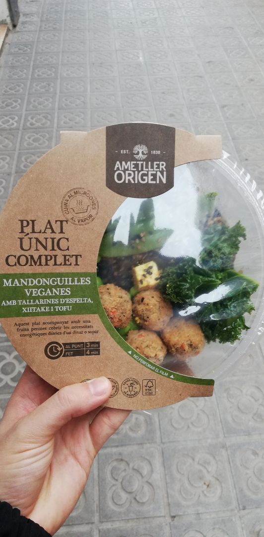 photo of Ametller Origen Albóndigas veganas con tallarines de espelta, xiitake y tofu shared by @sergiogg on  22 Mar 2020 - review