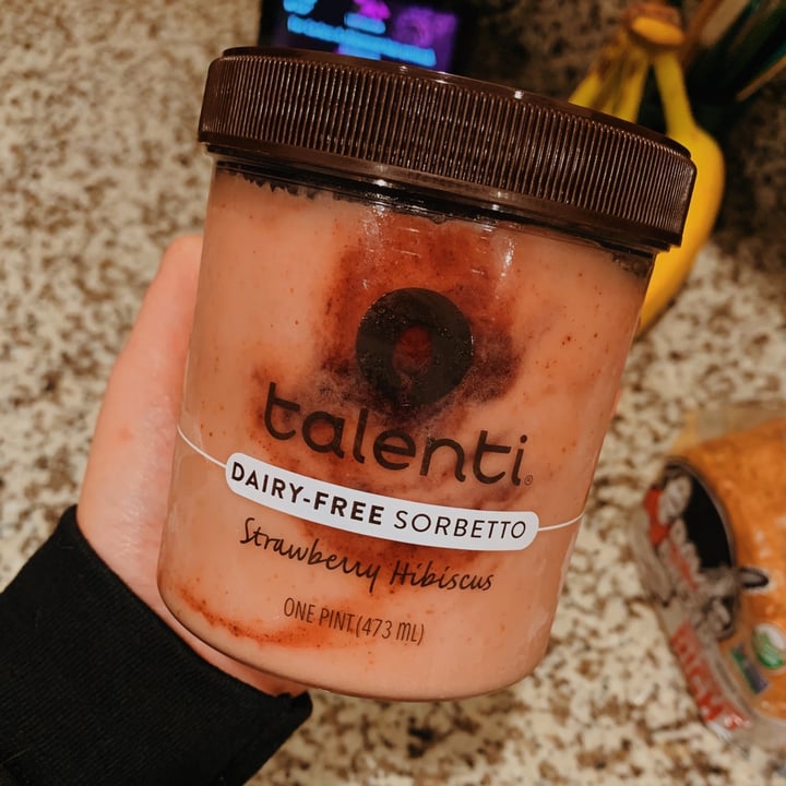 review photo of Talenti Gelato Dairy-Free Strawberry Hibiscus Sorbetto shared by @veganhotchip on 03 Dec 2020 - review