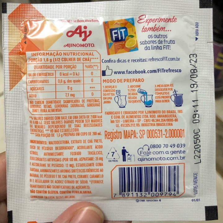 review photo of Ajinomoto fit tea pêssego shared by @lyssaportal on 12 May 2022 - review