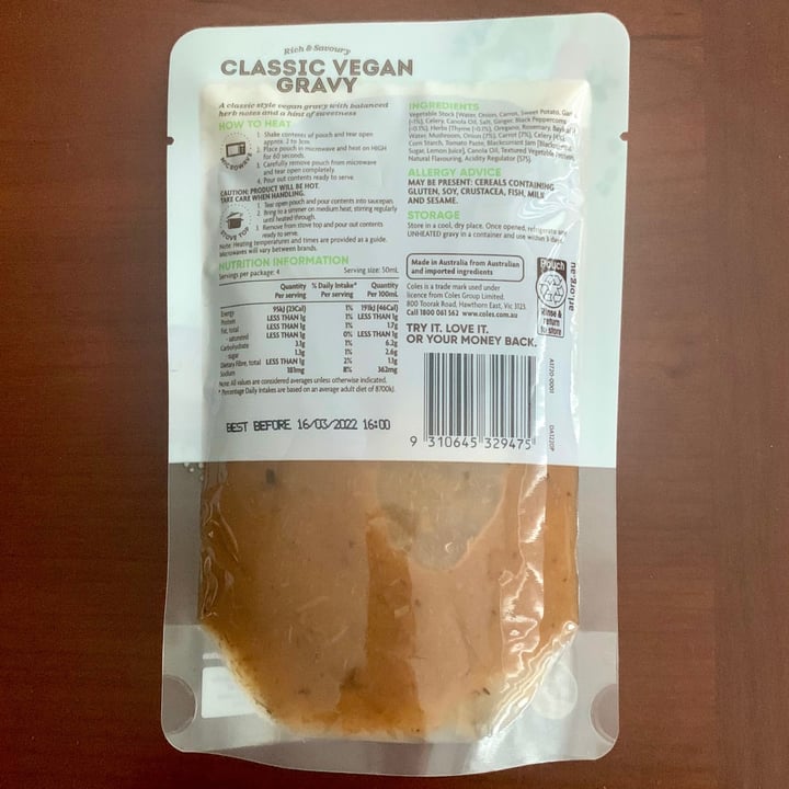 photo of Coles Classic Vegan Gravy shared by @vegan-friendly on  26 Jul 2021 - review