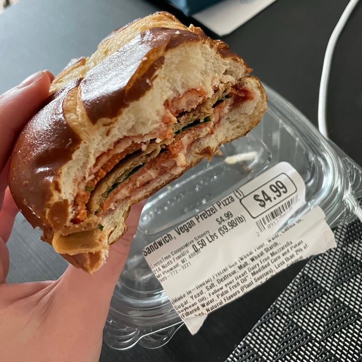 photo of GreenTree Cooperative Grocery Pretzel Pizza Sandwich shared by @beepeachiee on  06 Apr 2021 - review