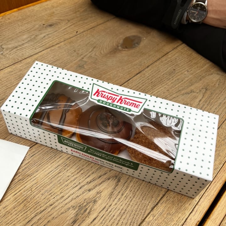 photo of Krispy Kreme The New Vegan Trio: Fudge Brownie Bliss, Caramel Choc Delight And Apple Custard Crumble shared by @voyagingherbivore on  05 Jan 2022 - review