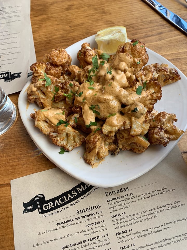 review photo of Gracias Madre Cauliflower appetizer shared by @veganadventurer on 15 Jul 2019 - review
