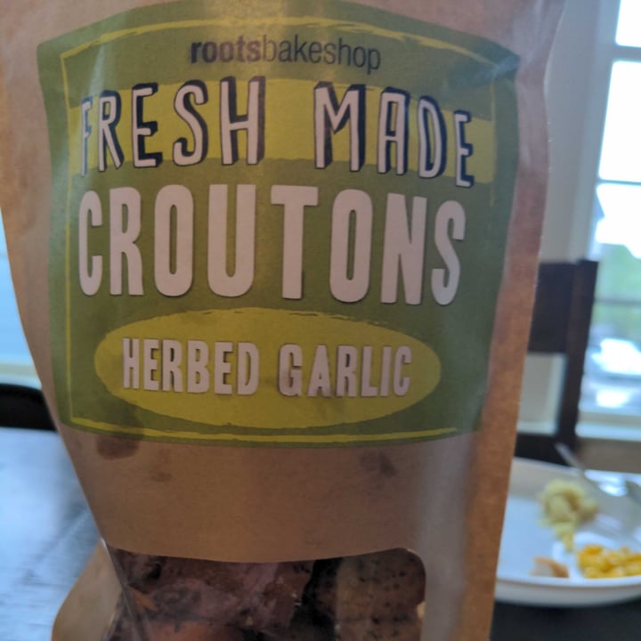 review photo of Roots Market Bakeahop Fresh made croutons herbed garlic shared by @plantbasednoob on 03 May 2021 - review