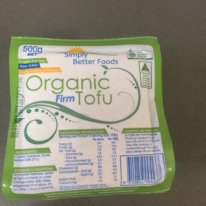 review photo of coles vegan Organic Firm Tofu shared by @vegandancingqueen on 31 Jan 2020 - review