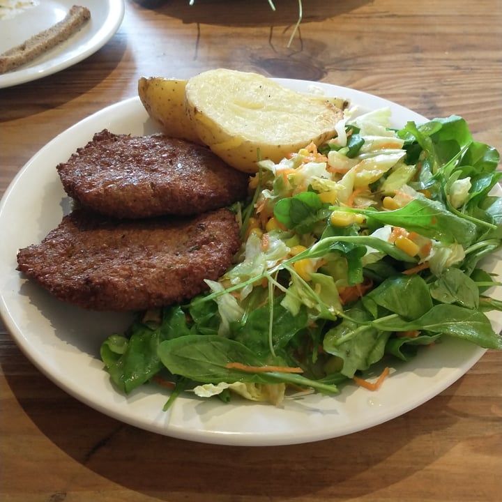 photo of Hans Cocina Natural Milanesas De Garbanzos Con Ensalada shared by @asteramellus on  07 Jun 2022 - review