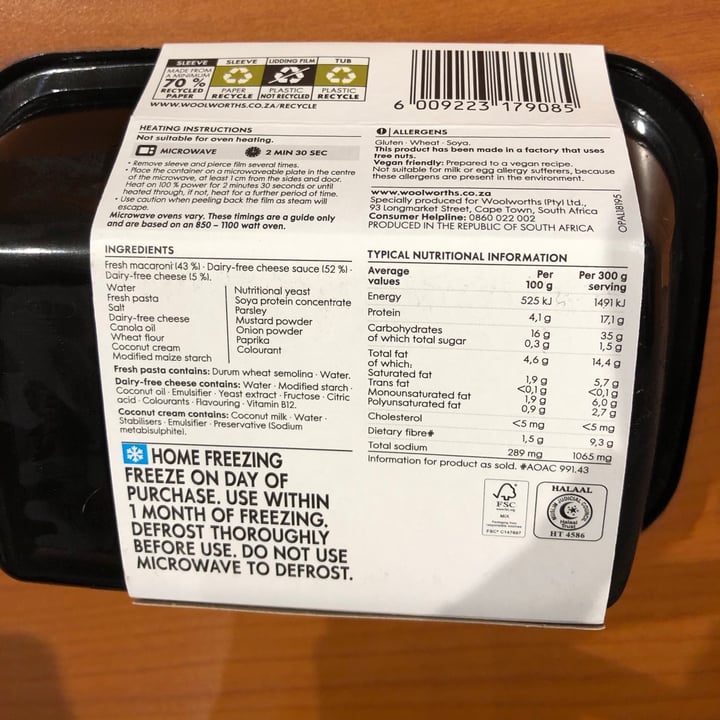 review photo of Woolworths Food Mac ‘n Dairy-Free Cheese shared by @chanie212 on 07 Apr 2021 - review