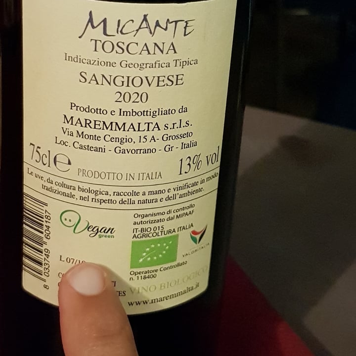 review photo of Micante/maremmaalta Vino Sangiovese 2020 shared by @girlene on 22 Aug 2021 - review