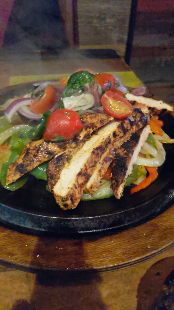 review photo of Nacho Daddy Vegan flaming chick'n fajitas shared by @timdaly on 01 Apr 2020 - review